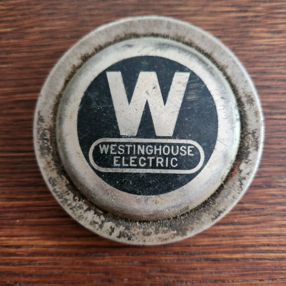 Vintage Westinghouse Logo Cast Aluminum Name Plate Plaque Round Fan Insert Part